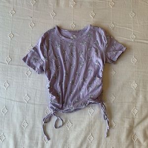 Hollister Purple Floral Clinch Side Baby Tee